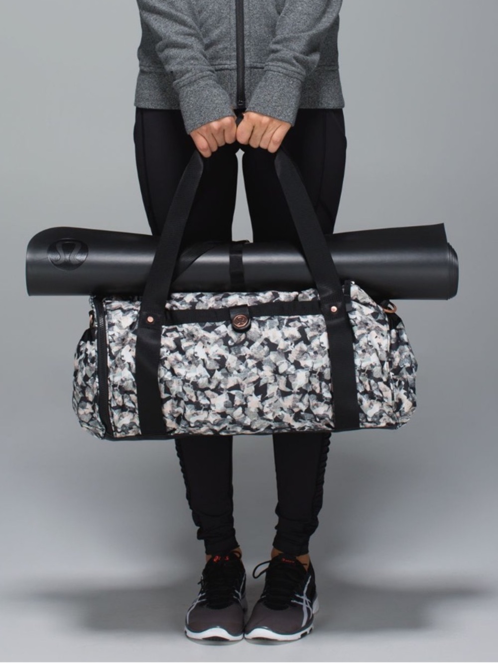 Lululemon High Mileage Duffel Black Pink Print